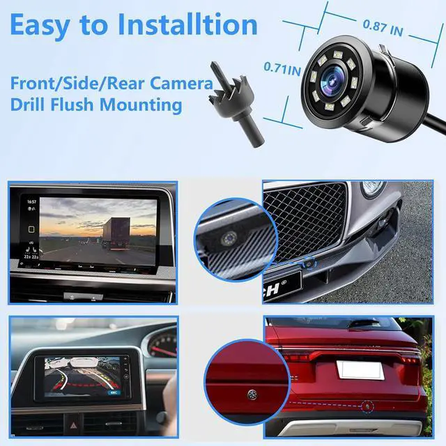 Alt view image 6 of 7 - Backup Camera for Car, HD 8 LED Lights Infrared Night Vision, IP69K Waterproof Back Up Camera 140 Wide View Angle Rear View Camera Universal for Truck SUV RV Van Travel Trailer