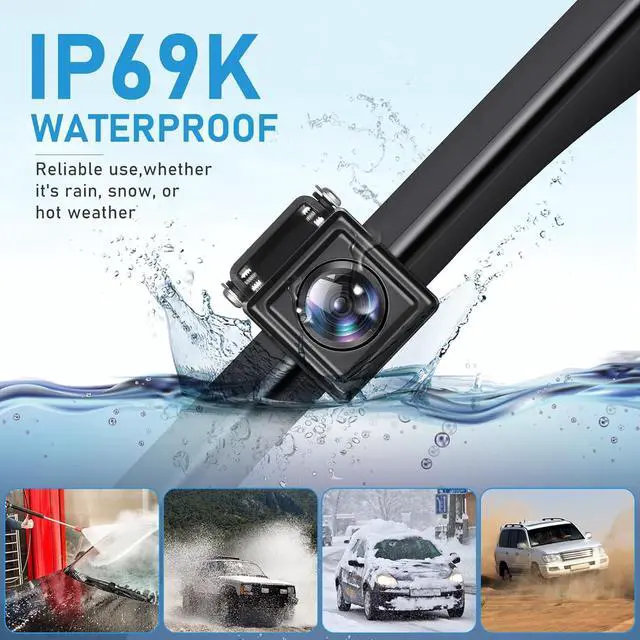 Alt view image 2 of 7 - Backup Camera Rear View Reverse Camera HD License Plate Backup Camera | with Night Vision, Wide Angle IP69K Waterproof, Full Metal Housing, 4pin Connector for 12-24V Car Pickup SUV