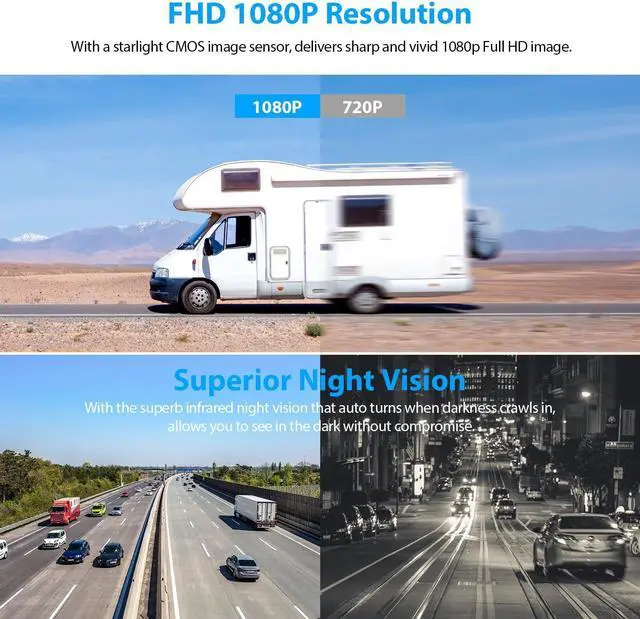 Alt view image 2 of 7 - Magnetic Solar Wireless Backup Camera HD 1080P 10" DVR Monitor, Dual RV Cameras Wireless System for Hitch Towing Travel RV Camper 5th Wheel, Built-in 9600mAh Battery & Solar Panel, BD102