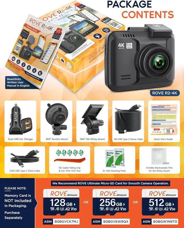 Alt view image 6 of 7 - R2-4K Dash Cam Built-in WiFi GPS Car Dashboard Camera Recorder with UHD 2160P, 2.4" IPS Screen, 150° Wide Angle, WDR, Night Vision