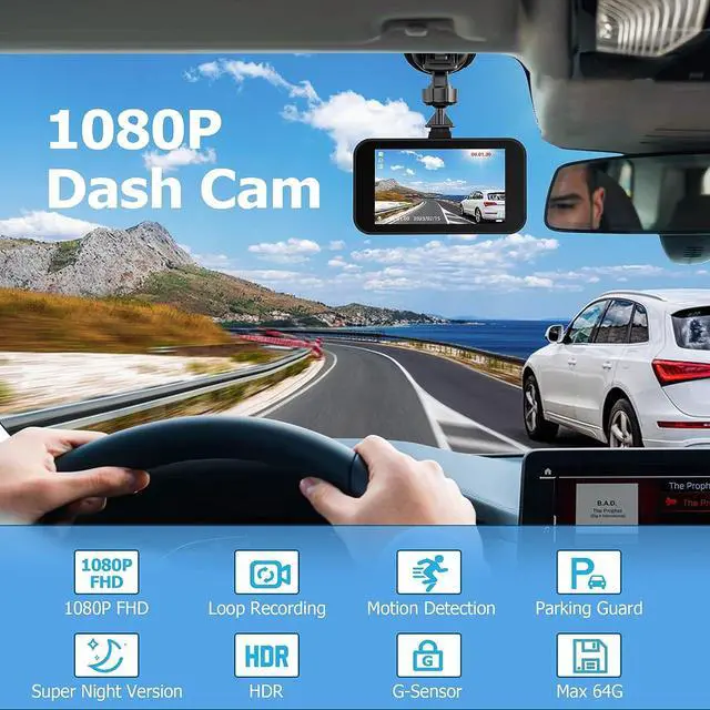 Alt view image 2 of 6 - 1080P Full HD Dash Camera for Cars, Diamond Lark Dash Cam Front with 32G SD Card, 3LCD Screen, 170°Wide Angle, Dashboard DashCam with Loop Recording, HDR, Night Vision, G-Sensor, Parking Monitor