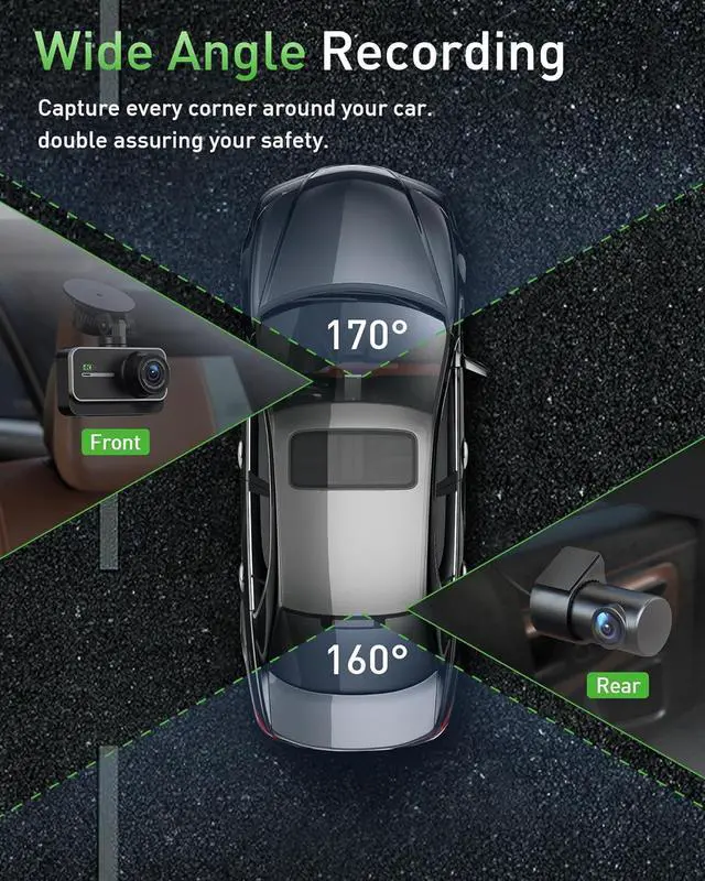 Alt view image 4 of 7 - Dash Cam Front and Rear,4K+1080P WiFi Dual Dash Camera for Cars with App, 3" IPS Dual Dashboard Camera Recorder,Night Vision,24H/7 Parking Mode, Loop Recording,170° Wide Angle,Free 64GB SD Card
