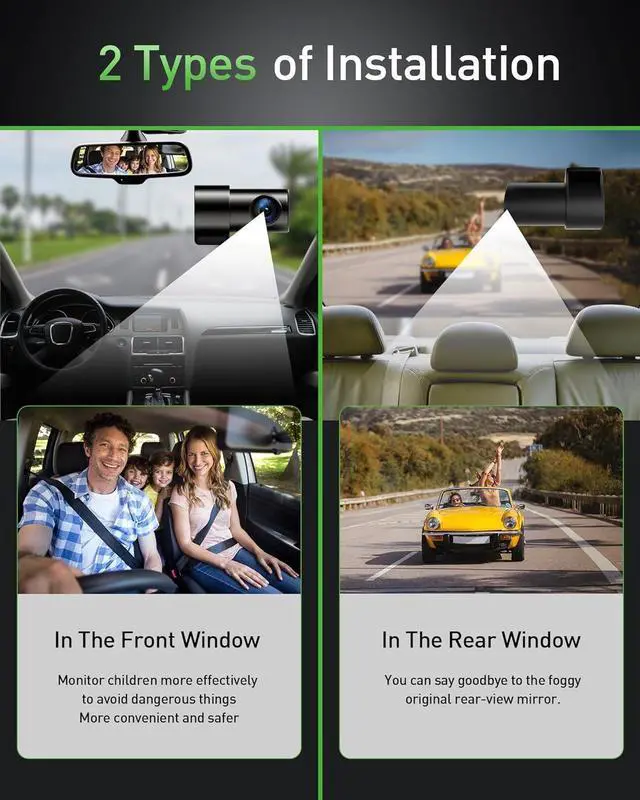 Alt view image 7 of 7 - Dash Cam Front and Rear,4K+1080P WiFi Dual Dash Camera for Cars with App, 3" IPS Dual Dashboard Camera Recorder,Night Vision,24H/7 Parking Mode, Loop Recording,170° Wide Angle,Free 64GB SD Card