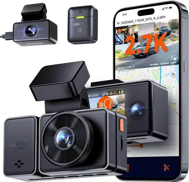 Main image of E3 3 Channel 2.7K WiFi Front and Rear Inside Dash Cam, 3 Way Triple GPS Dash Camera 1944P+1080P+1080P with STARVIS IR Night Vision, Voice Control, 24 Hours Parking Mode, Support 512GB Max