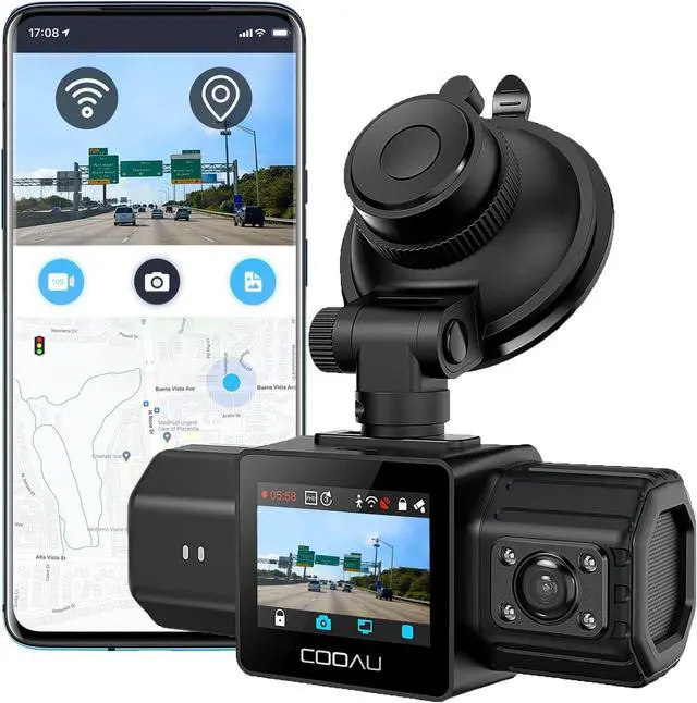 Main image of COOAU Dual Dash Cam 2.5K+1080P, Dash Cam Front and Inside, Built-in GPS and WI-FI, Dash Camera for Cars, Perfect for Uber and Taxi Drivers, Night Vision, Accident Record, 24Hr Parking Mode