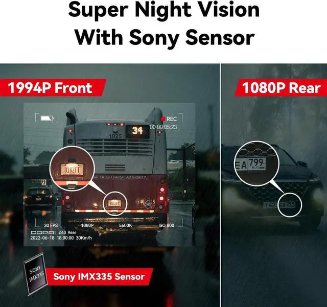 Alt view image 4 of 7 - DDPAI Dash Cam Front, 1944P Car Camera with Sensor, Wi-Fi & App, Car Dashboard Camera Recorder 2.4" LCD Screen,Parking Mode,G-Sensor,Super Capacitor, Z40 Single Front