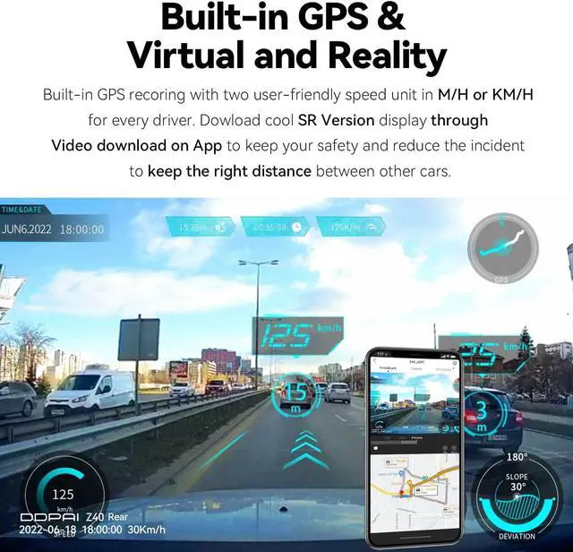 Alt view image 6 of 7 - DDPAI Dash Cam Front, 1944P Car Camera with Sensor, Wi-Fi & App, Car Dashboard Camera Recorder 2.4" LCD Screen,Parking Mode,G-Sensor,Super Capacitor, Z40 Single Front