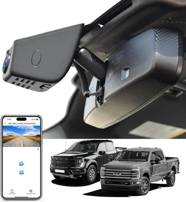 Main image of F150 Dash Cam 4K Custom fit for Ford F150 2018-2025 F250/F350 Super Duty 2020-2025 XLT Lariat King Ranch Raptor Limited Platinum(Model A), UHD 2160P Video, WiFi, App, 128GB Card