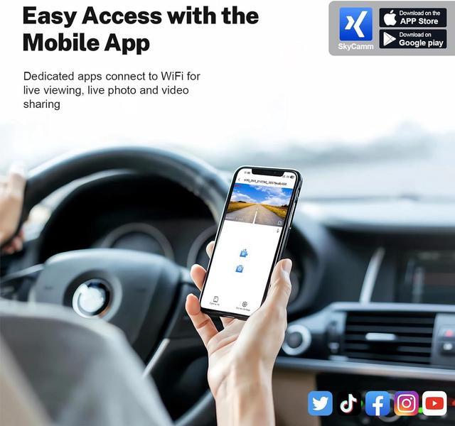 Alt view image 7 of 7 - 4K Dash Cam Fit for Ford Bronco 2021 2022 2023 2024, Does Not Fit 2025 Bronco, Does Not Fit Ford Bronco Sport, WiFi & App, 64GB Card