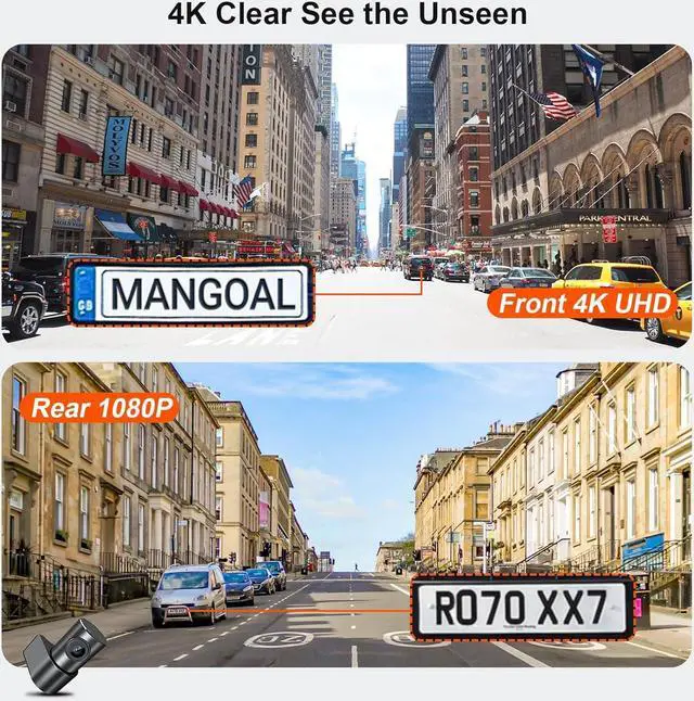 Alt view image 6 of 6 - Front 4K & Rear 1080p Dash Cam Custom Fit for Jeep Grand Cherokee 2016 2017 2018 2019 2020 2021, WK 2022 (Model C), Laredo Laredo X Overland Summit Trackhawk, OEM Look, WiFi & App,128GB Card