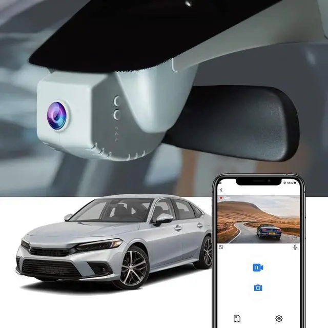 Main image of Fitcamx 4K Dash Cam Suitable for Honda Civic 2022-2026 & Type R Si (Black Cover), OEM Factory Look, UHD 2160P Video, Built-in WiFi & APP, Loop Recording, Gravity Sensor, Easy to Install, 64GB Card