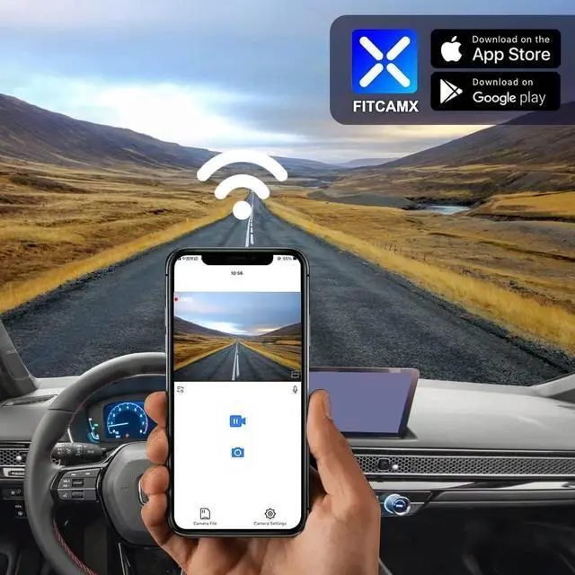 Alt view image 5 of 7 - Fitcamx 4K Dash Cam Suitable for Honda Civic 2022-2026 & Type R Si (Black Cover), OEM Factory Look, UHD 2160P Video, Built-in WiFi & APP, Loop Recording, Gravity Sensor, Easy to Install, 64GB Card