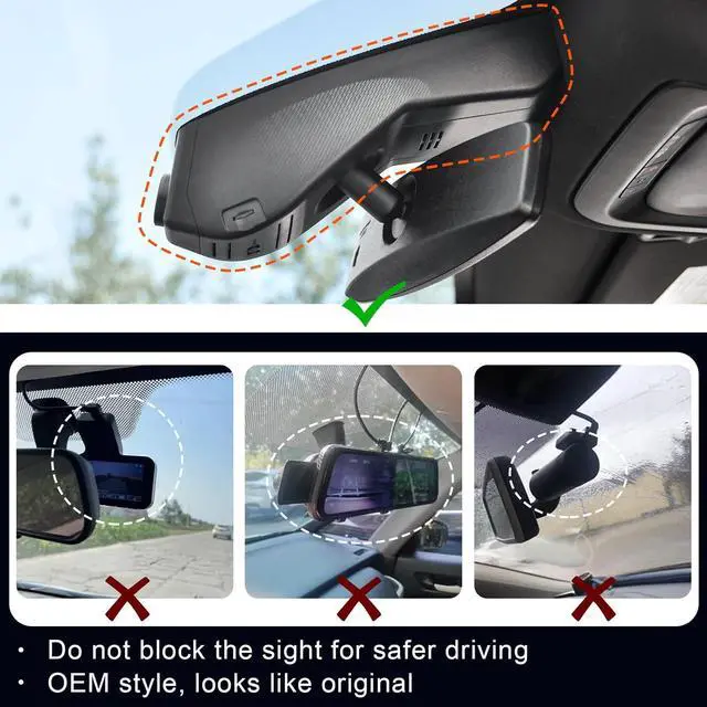 Alt view image 6 of 7 - 4K Dash Cam Custom fit for GMC Yukon, Yukon XL 2021-2022 (Model B), SLE SLT AT4 Denali, Integrated OEM Look, UHD 2160P Video, WiFi & App, G-Sensor, Loop Recording, Easy to Install, 128GB Card