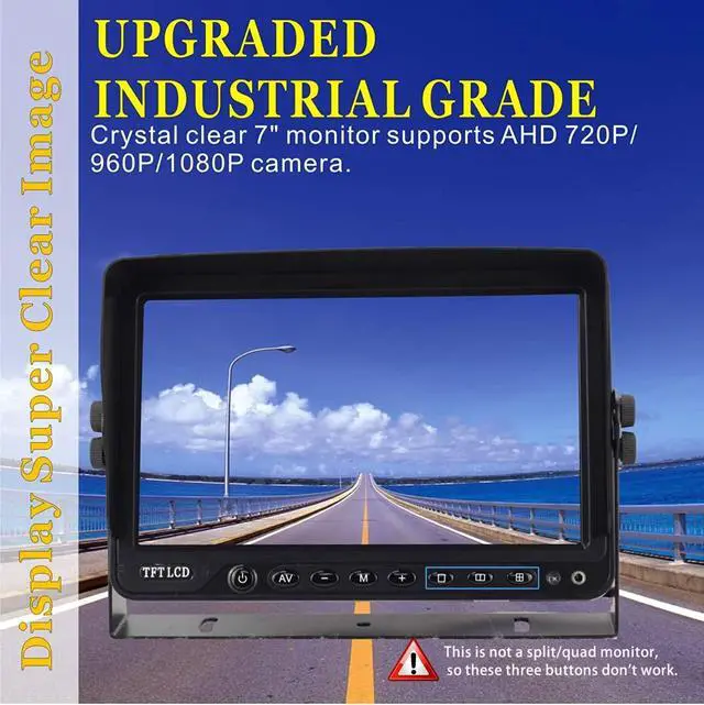 Alt view image 2 of 7 - AHD 1080P 7" Reverse Rear View Backup Camera System, Camera with Night Vision Waterproof IP69K Vibration-Proof 10G for Tractor/Truck/Bus/Motorhome/Excavator/Caravan/Skid Steer/Harvester