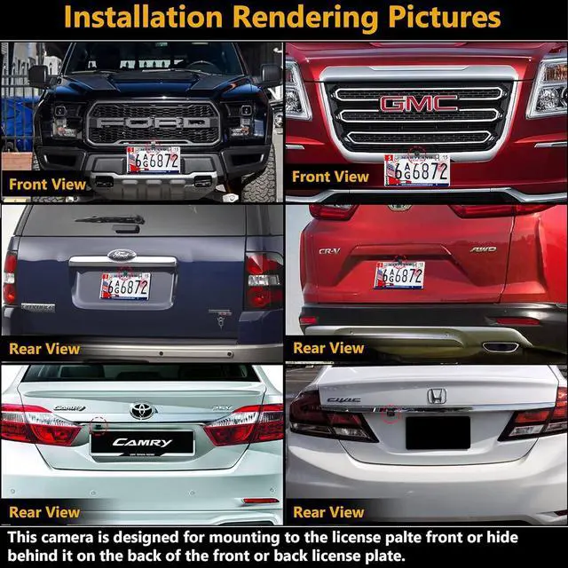 Alt view image 7 of 7 - NATIKA Backup/Front View Camera: No Distorted Affect Starlight Night Vision HD Waterproof 720P AHD and TVI Hitch Backup/Reverse/Rear View Camera License Plate for Cars Pickup Trucks SUV RV Van