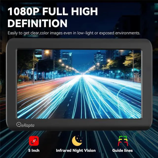 Alt view image 7 of 7 - Magnetic Wireless Backup Camera 5 Monitor, 2-Min DIY Installation,1080P, 2 Channels, 9600mAh Rechargeable Camera System for RV, Trailer, Truck, Camping Vehicle ACT501