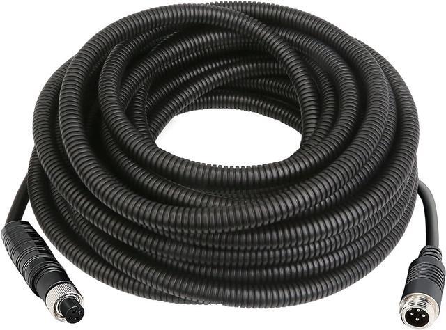 Main image of 4 Pin Camera Cable with Corrugation Tube Cover, Aviation Extension, 4 Pin Video Cable for Backup Camera Rear View System RV Truck Trailer Bus Car Waterproof (33ft/10m)