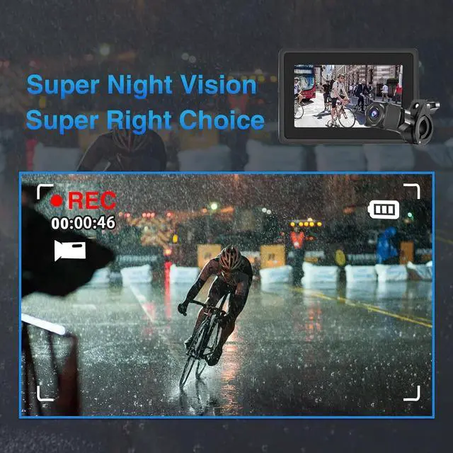 Alt view image 6 of 7 - PARKVISION Bicycle Rear View Camera Recorder, 1080P Handlebar Bike Camera with 4.3'' HD Monitor, 64GB TF Card, 110° Angle View, Night Vision, Backup/Front View Camera for Mountains,Ebikes