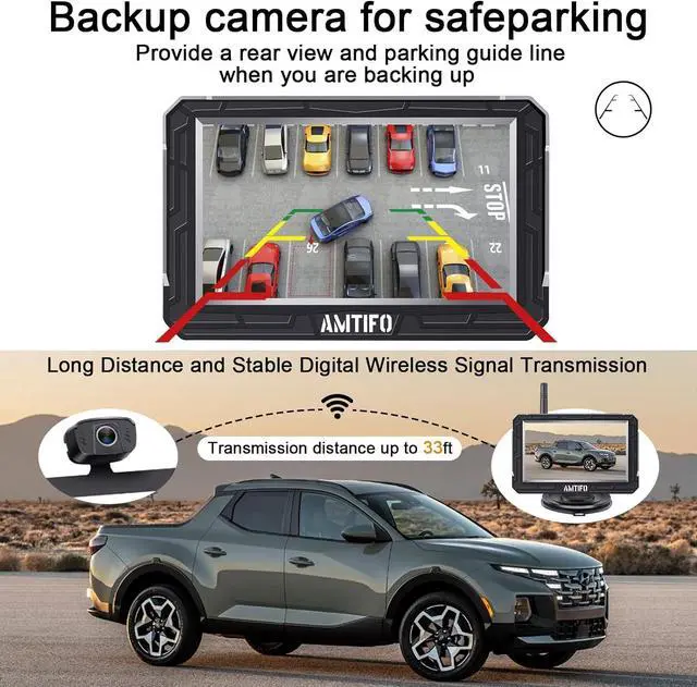 Alt view image 4 of 7 - Wireless Backup Camera Truck Hitch Trailer - Easy Install Digital Stable Signal HD 1080P Car Rear View Camera with 4.3 Inch Monitor System - A18