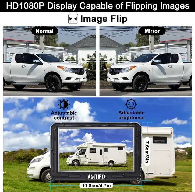 Alt view image 6 of 7 - Wireless Backup Camera Truck Hitch Trailer - Easy Install Digital Stable Signal HD 1080P Car Rear View Camera with 4.3 Inch Monitor System - A18