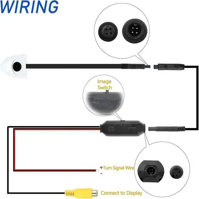 Alt view image 5 of 7 - Car Side Door View Blind Spot Camera, EWAY Mini Side Left & Right Mount Flip Image Switchable Cameras, Backup Camera RCA Connector for Truck 5th Wheel Camper Trailer, Set of 2