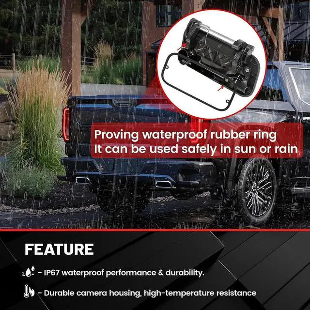 Alt view image 6 of 7 - RED WOLF Tailgate Backup Camera + 7" Rear View Mirror Screen Monitor Fit for Ford 2004-2014 F150/ 2009-2016 F250/F350 Pickup Trucks 4.3 Mirror Video LCD, Reverse Adjustable Parking Line Safety