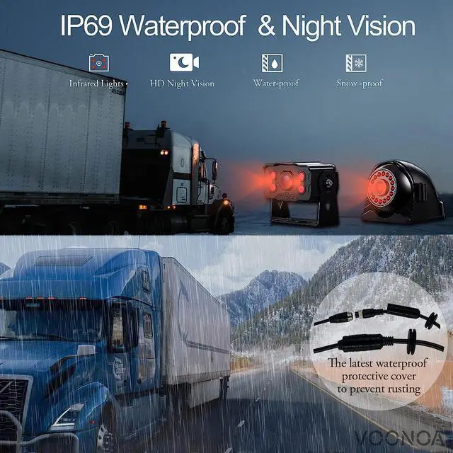 Alt view image 6 of 7 - 4K RV Backup Camera System 10.36" Quad Split Touch Screen Monitor with 4 1080P Rear Side View Camera, DVR Recording Bluetooth MP3 MP5 IP69 Waterproof Night Vision for RV Truck Trailer Tractor