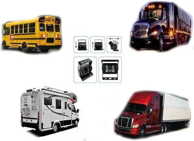 Alt view image 2 of 7 - Camecho DC 12V 24V Vehicle Backup Camera System 2 x Rear View Camera Support Night Vision Waterpoof & 7" Monitor with Dual 34ft AV Cables Hardwire for Bus Truck Van Trailer RV Campers