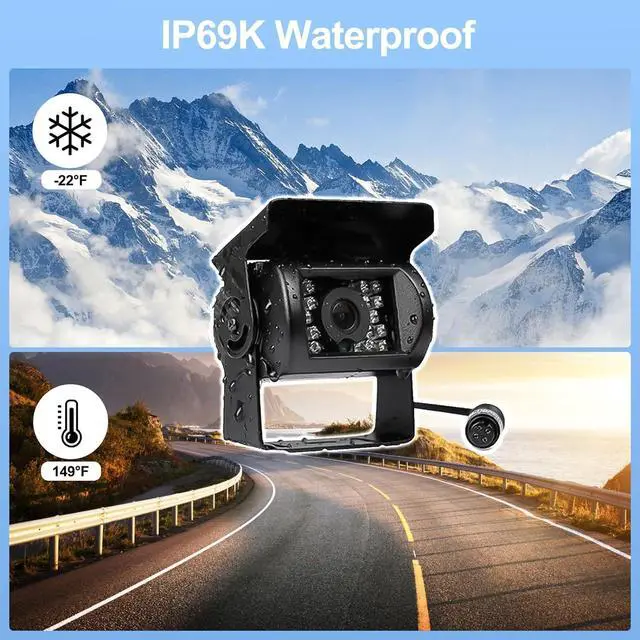 Alt view image 6 of 7 - Camecho Vehicle Backup Camera 4 Split Monitor Front View Rear View Camera Auto 18 IR Night Vision Waterproof Aviation 4 Pins Connector LCD Monitor for Trucks RV Trailer Bus