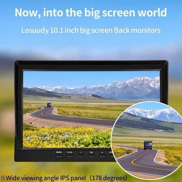 Alt view image 6 of 7 - Wired Backup Camera System with 10.1 IPS Monitor for Truck RV Trailer Bus, Rear View Camera, with Side Front View Camera, 4 Split Screen, Super Waterproof, Night Vision, Easy Installation AHD1080P