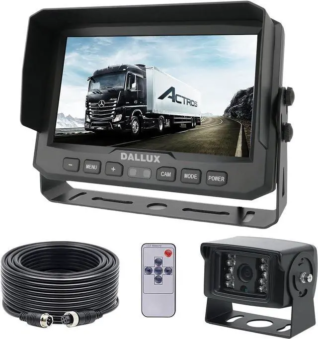 Main image of 7" 1080P AHD Wired Reverse Rear View Backup Camera System, Waterproof Rearview Reverse Camera 130 Degree Wide Angle Night Vision 4 PIN Cam System for Tractor/Truck/Excavator/Caravan/Skid Steer/RV