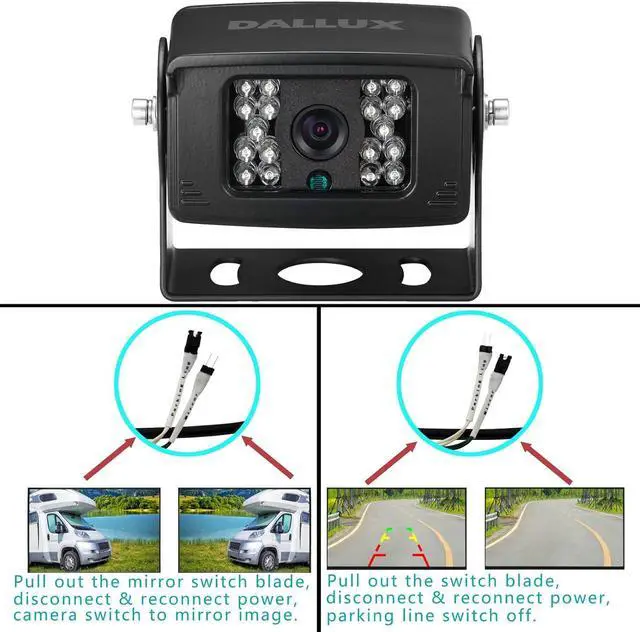 Alt view image 3 of 6 - Truck Backup Camera with Parking Line Switch ON/Off for Bus/Travel Trailer/Van/Fifth Wheel/RV Camper