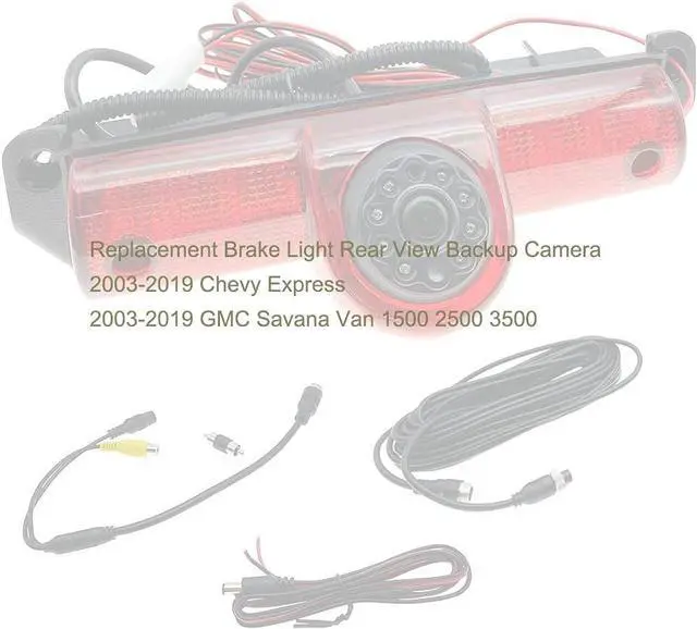 Alt view image 2 of 7 - Brake Light Rear View Reverse Backup Camera Compatible with 2003-2019 Chevy Express GMC Savana Van 1500 2500 3500
