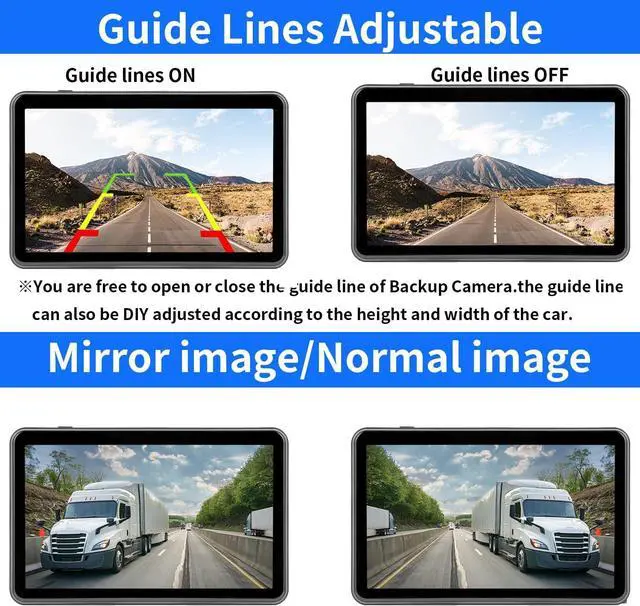 Alt view image 5 of 7 - 10.1" Wired Backup Camera System with Touch Screen Monitor for Truck RV Bus Trailer, 3 Reverse Rear View & Side View AHD1080P Camera, Night Vision & IP68,4 Split Screen, DVR Recording,Plug and Play