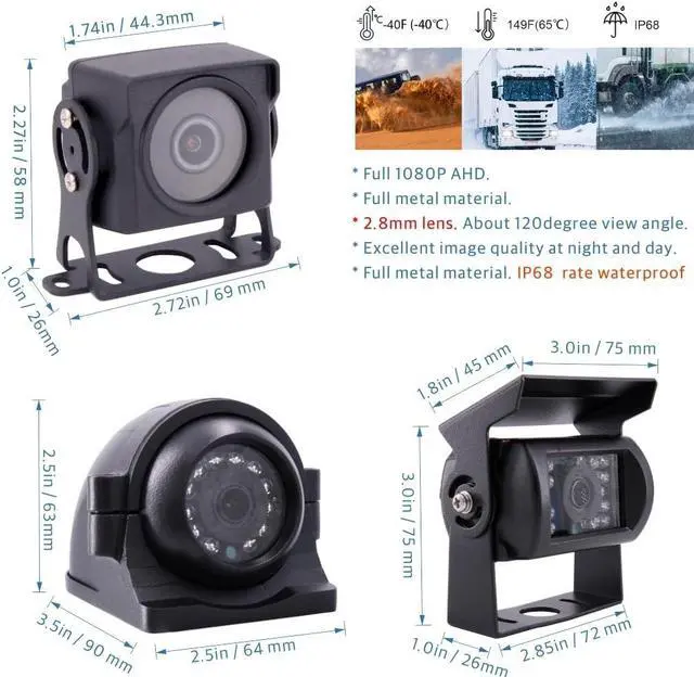 Alt view image 2 of 6 - Gadpiparty JOINLGO 4 Channel 1080P Mobile Vehicle Truck DVR Video Recorder System with Night Vision Waterproof Side Front Rear View Car Camera 10 inches Screen for Fleet/Bus/RV/Van
