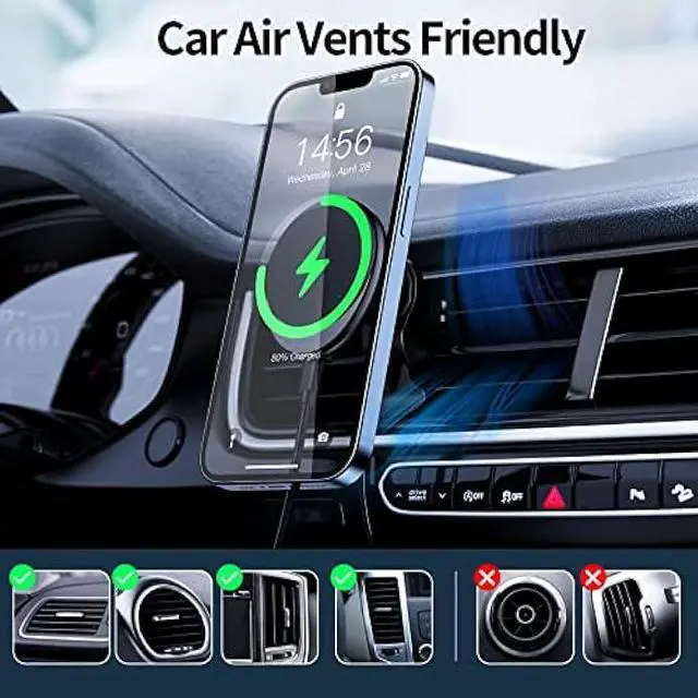 Alt view image 5 of 5 - Magsafe Car Mount Wireless Car Charger [15W PRO ] Universal Vent Car Charging Fits iPhone16 Pro Max Plus Mini 16 15 14 13 12