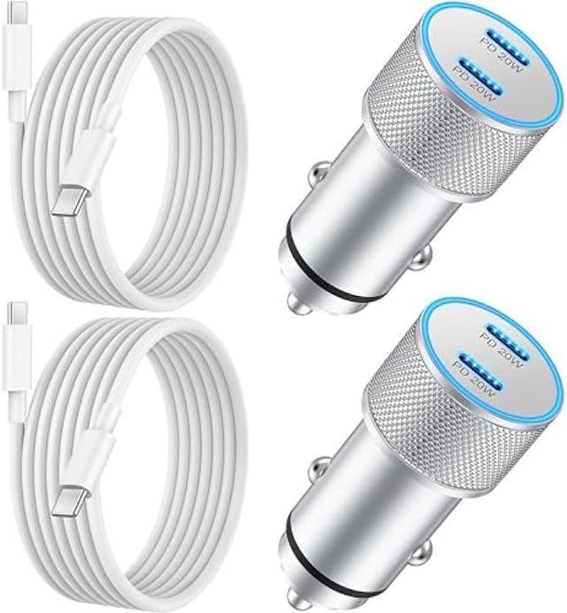Main image of iPhone 15 Car Charger Fast Charging, 2Pack 40W Dual USB C Power Cigarette Lighter Car Charger Adapter with 6FT Type C to C Cable for iPhone 15/15 Plus/15 Pro Max, iPad Pro, Pixel 8/7, Galaxy S23/S22