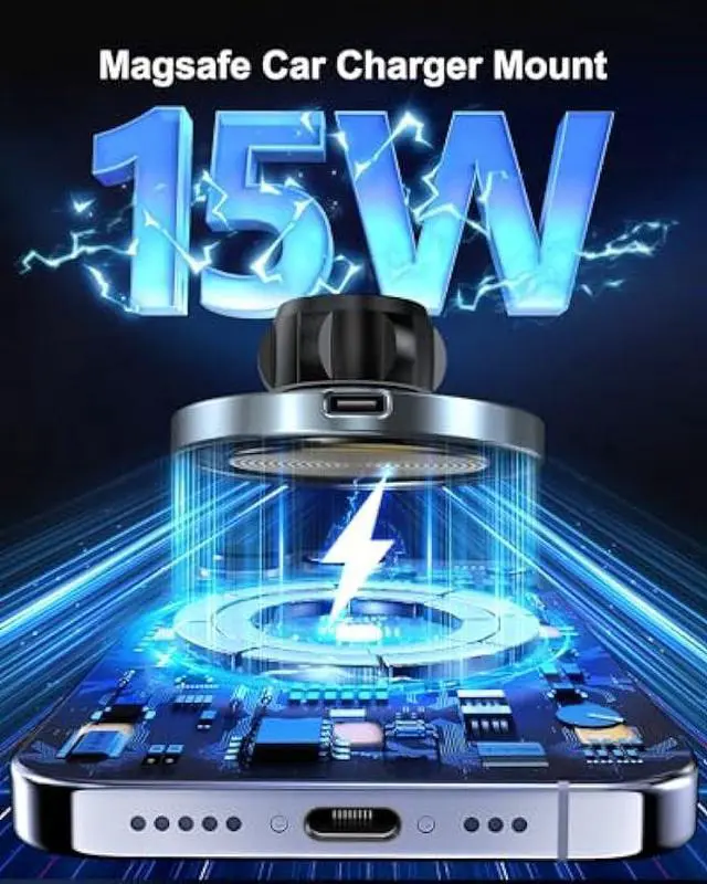 Alt view image 2 of 6 - MagSafe Wireless Car Charger, 15W Fast Charging, Vent Mount, Compatible with iPhone 16/15/14/13/12 Series