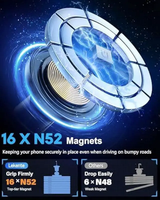 Alt view image 3 of 6 - MagSafe Wireless Car Charger, 15W Fast Charging, Vent Mount, Compatible with iPhone 16/15/14/13/12 Series