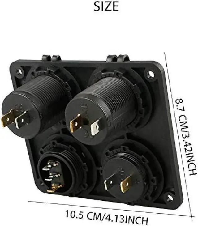 Alt view image 6 of 6 - Linkstyle 4 in 1 Charger Socket Panel, 12V 4.2A Dual USB Charger Socket Power Outlet & LED Voltmeter & Cigarette Lighter Socket & LED Lighted ON Off Rocker Toggle Switch for Car Marine Boat RV Truck