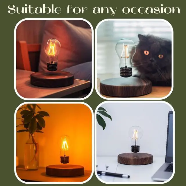Alt view image 7 of 7 - MOOCCI Levitating Bulb Lamp, Magnetic Floating Night Light & Desk Decor, Unique Valentines Day Gift for Her and Him, Cool Tech Gadget for Home Office, Christmas Birthday Present (Round-Classic Bulb)