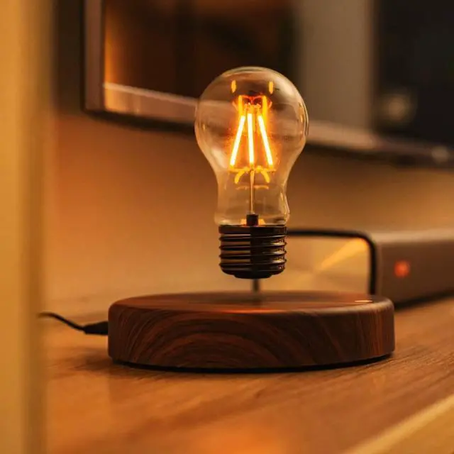 Alt view image 5 of 7 - MOOCCI Levitating Bulb Lamp, Magnetic Floating Night Light & Desk Decor, Unique Valentines Day Gift for Her and Him, Cool Tech Gadget for Home Office, Christmas Birthday Present (Round-Classic Bulb)