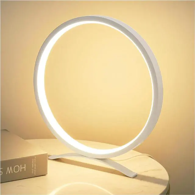 Main image of Desk Lamp,Metal Circle Ring Table Lamps Bedside Lamp for Nightstand, Modern Minimalist Lamps/Led Warm Light for Bedroom/Living Room,10 Inch