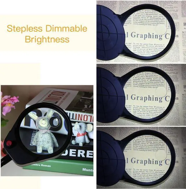 Alt view image 3 of 7 - Tom-shine Magnifying Glass Lamp 3X 10X,Stepless Dimmable LED Magnifying Lamp with Dust Cover Metal Clamp,Adjustable LED Magnifier with Light and Stand for Crafts Reading Workbench Close Work
