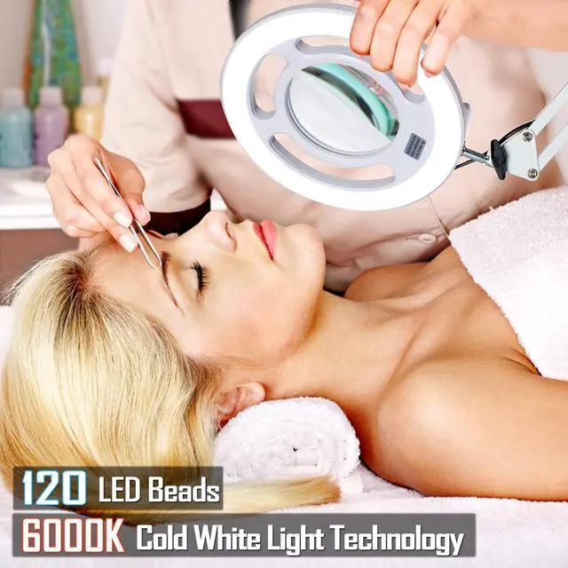 Alt view image 5 of 7 - 10X Magnifying Glass with Light,  2,200 Lumens LED Lamp Clamp, Stepless Dimmable Real Lens Magnifier, Adjustable Arm Workbench Light for Close Work Hobby Repair - White by DT