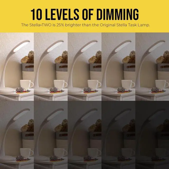 Alt view image 4 of 7 - Stella Two Task Lamp, Adjustable Desk Dimmable LED Light with Custom Color Temperature for Desk, Home Office, Bedroom, or Living Room, Modern Design Work, Study, and Reading Needs (12W) by DT