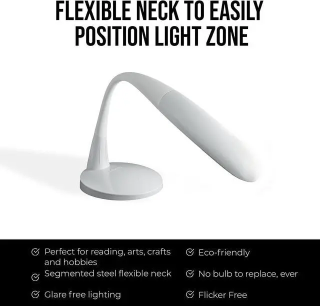 Alt view image 5 of 7 - Stella Two Task Lamp, Adjustable Desk Dimmable LED Light with Custom Color Temperature for Desk, Home Office, Bedroom, or Living Room, Modern Design Work, Study, and Reading Needs (12W) by DT