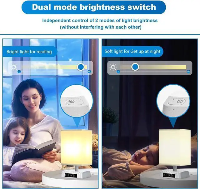 Alt view image 5 of 7 - Bedside Table Wake up Light Alarm Lamp APP Control Sound and Light Awakening Sunrise Alarm Clock lamp Bioclock Adjustment LED lamp Built-in White Noise nightstand Lamp 3 Color Adjustable