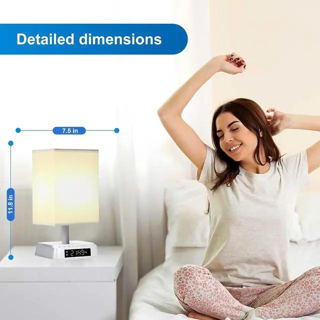 Alt view image 7 of 7 - Bedside Table Wake up Light Alarm Lamp APP Control Sound and Light Awakening Sunrise Alarm Clock lamp Bioclock Adjustment LED lamp Built-in White Noise nightstand Lamp 3 Color Adjustable