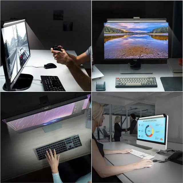 Alt view image 3 of 7 - Computer Monitor Light Screen Light Bar e-Reading LED Task Lamp, 3 Color Modes, USB Powered,No Screen Glare, Dimmable Desktop Monitor Lamp for Desk/Office/Home